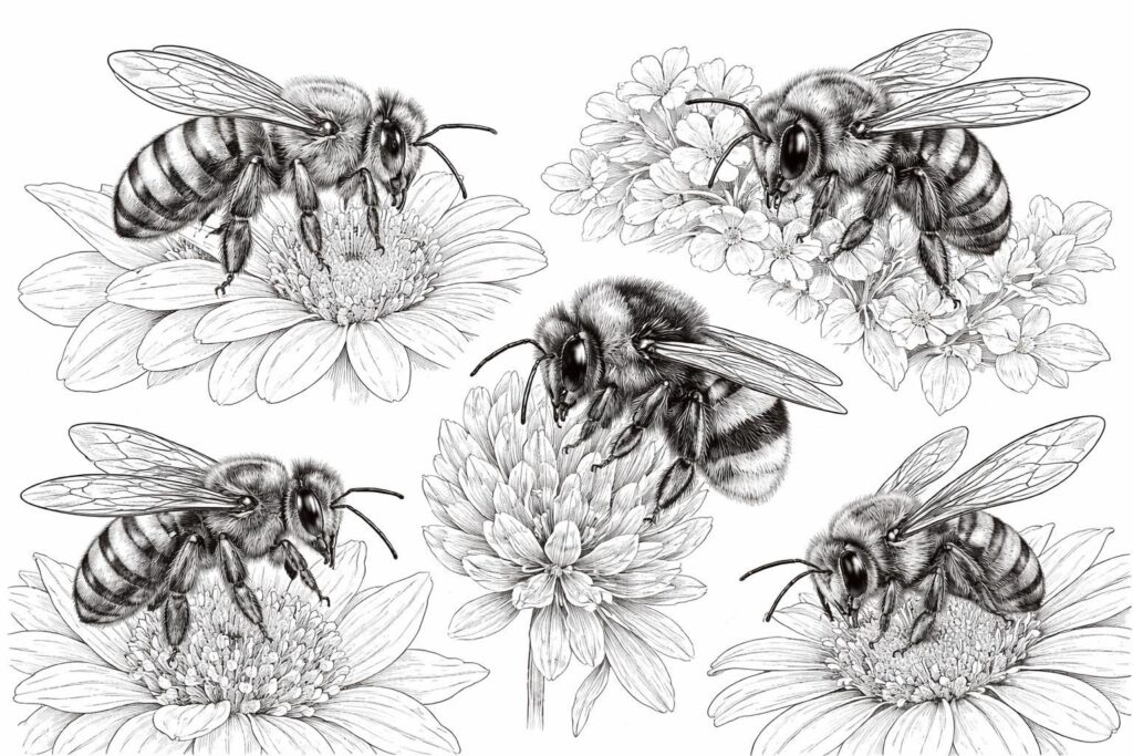 découvrez notre collection d'abeilles à colorier, avec des dessins uniques représentant différentes espèces. amusez-vous tout en apprenant sur la biodiversité des abeilles.