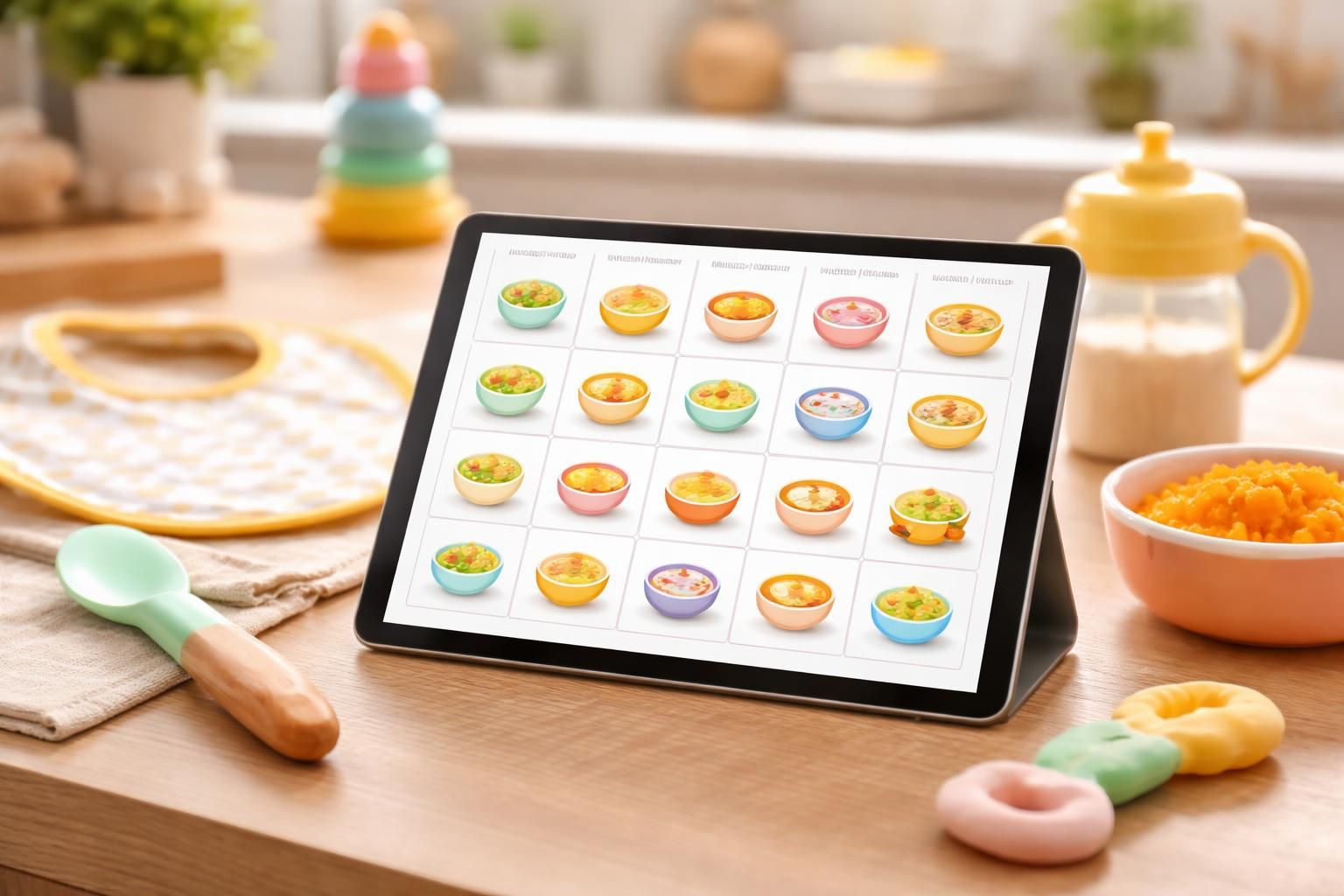 découvrez un planning repas interactif sur tablette tactile pour accompagner la diversification alimentaire de votre bébé en toute simplicité et sécurité.