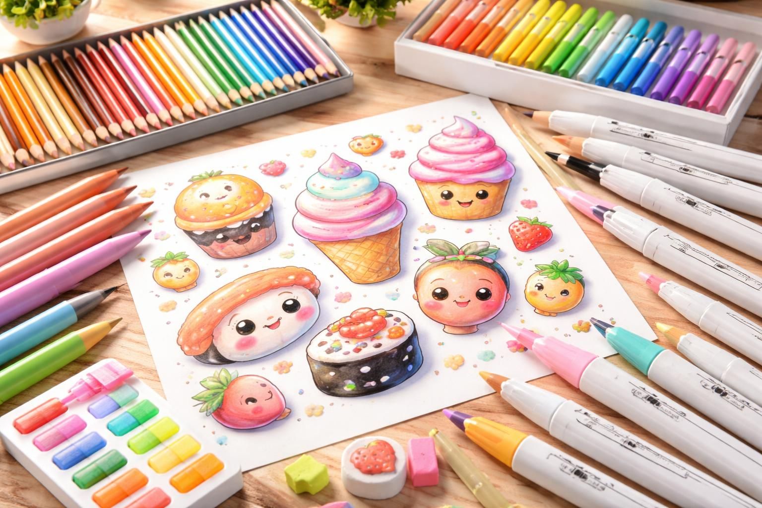 découvrez les meilleurs matériaux pour sublimer vos coloriages kawaii sur le thème de la nourriture, alliant créativité et qualité pour des résultats adorables et colorés.